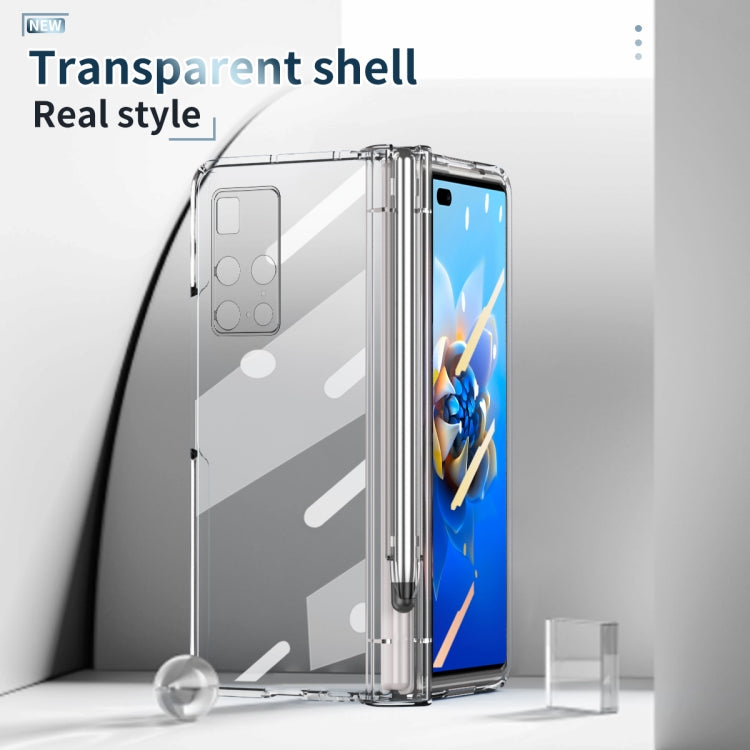 For Huawei Mate X2 Full Body Electroplating Hinge Phone Case with Stylus(Transparent)