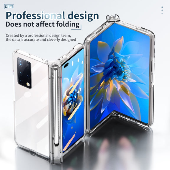 For Huawei Mate X2 Full Body Electroplating Hinge Phone Case with Stylus(Transparent)