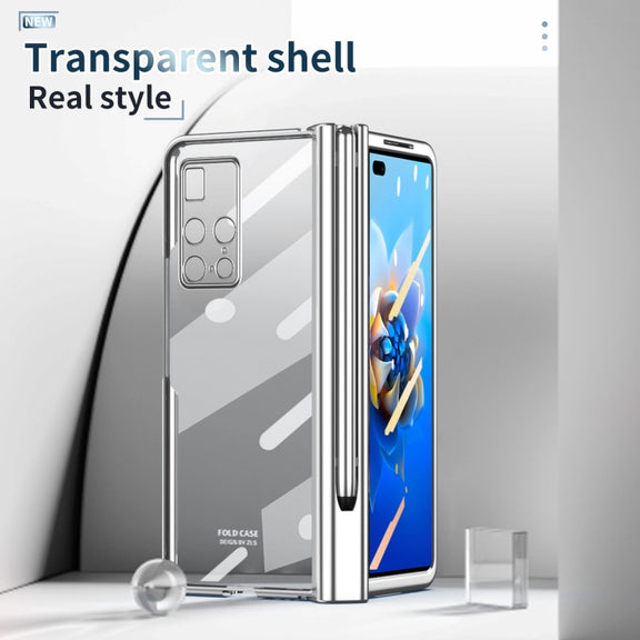 For Huawei Mate X2 Full Body Electroplating Hinge Phone Case with Stylus(Silver)