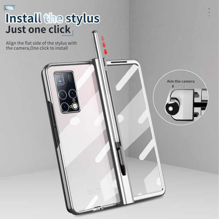 For Huawei Mate X2 Full Body Electroplating Hinge Phone Case with Stylus(Silver)