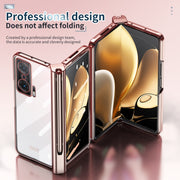 For Honor Magic V Full Body Electroplating Hinge Phone Case with Stylus(Pink)