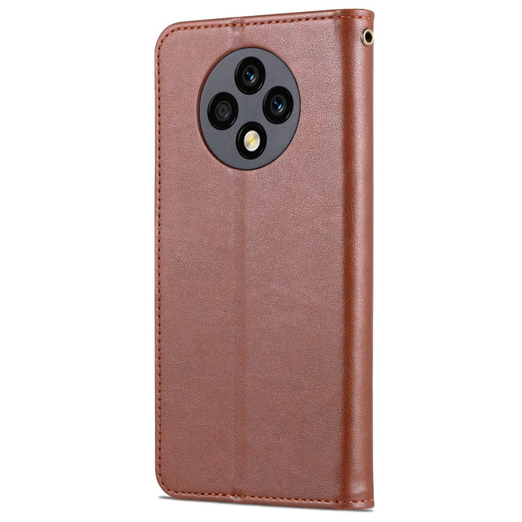 For U-Magic Enjoy 50 Plus AZNS Sheepskin Texture Flip Leather Phone Case(Brown)