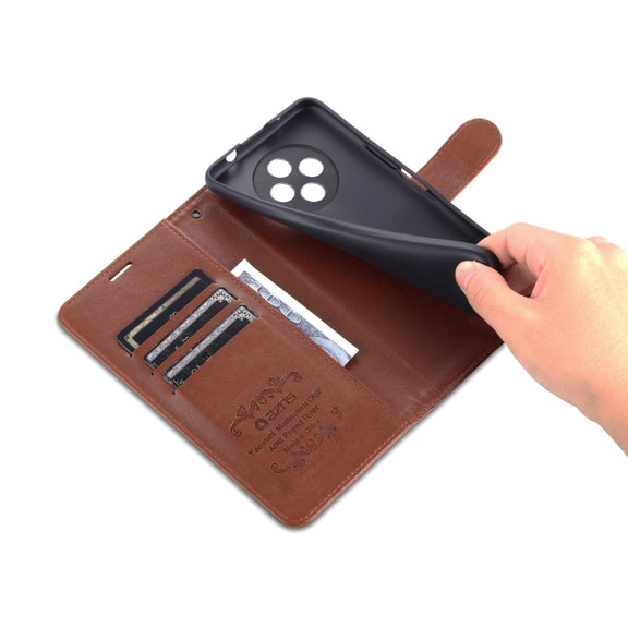 For U-Magic Enjoy 50 Plus AZNS Sheepskin Texture Flip Leather Phone Case(Brown)