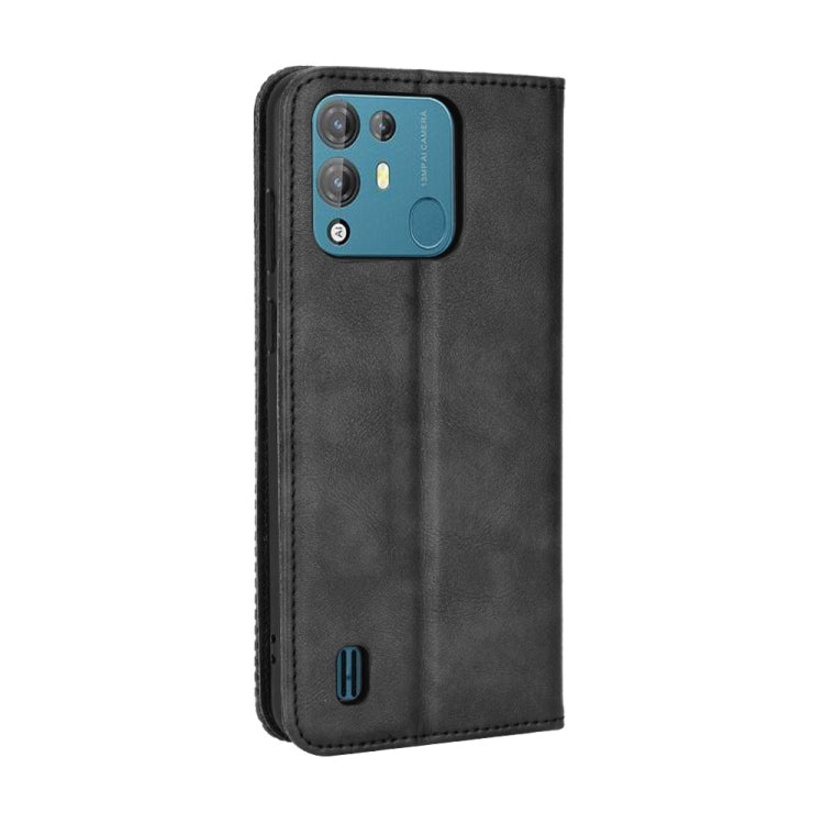 For Blackview A55 Pro Magnetic Buckle Retro Texture Leather Phone Case(Black)