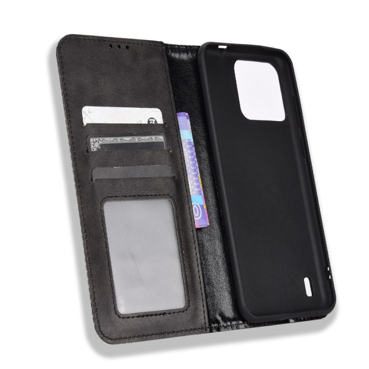 For Blackview A55 Pro Magnetic Buckle Retro Texture Leather Phone Case(Black)