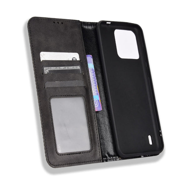 For Blackview A55 Pro Magnetic Buckle Retro Texture Leather Phone Case(Black)