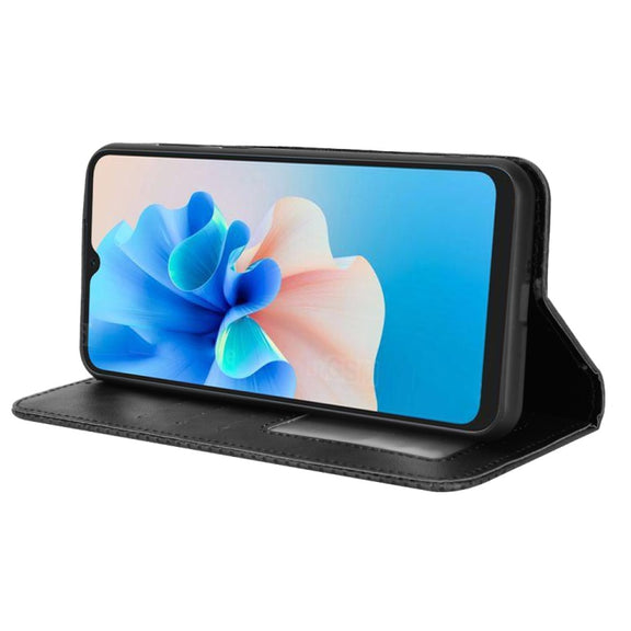 For Blackview A55 Pro Magnetic Buckle Retro Texture Leather Phone Case(Black)