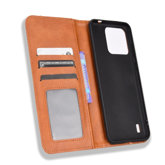For Blackview A55 Pro Magnetic Buckle Retro Texture Leather Phone Case(Brown)