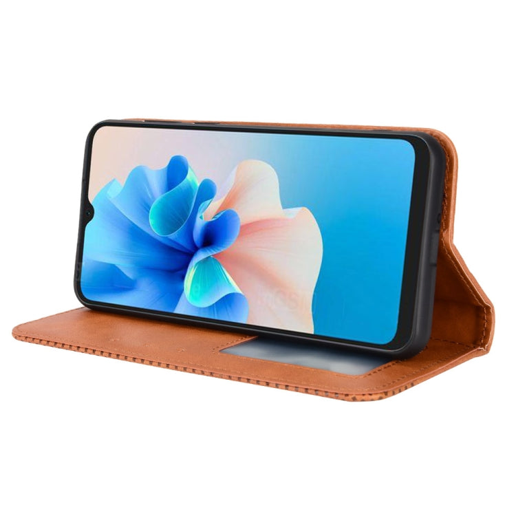 For Blackview A55 Pro Magnetic Buckle Retro Texture Leather Phone Case(Brown)