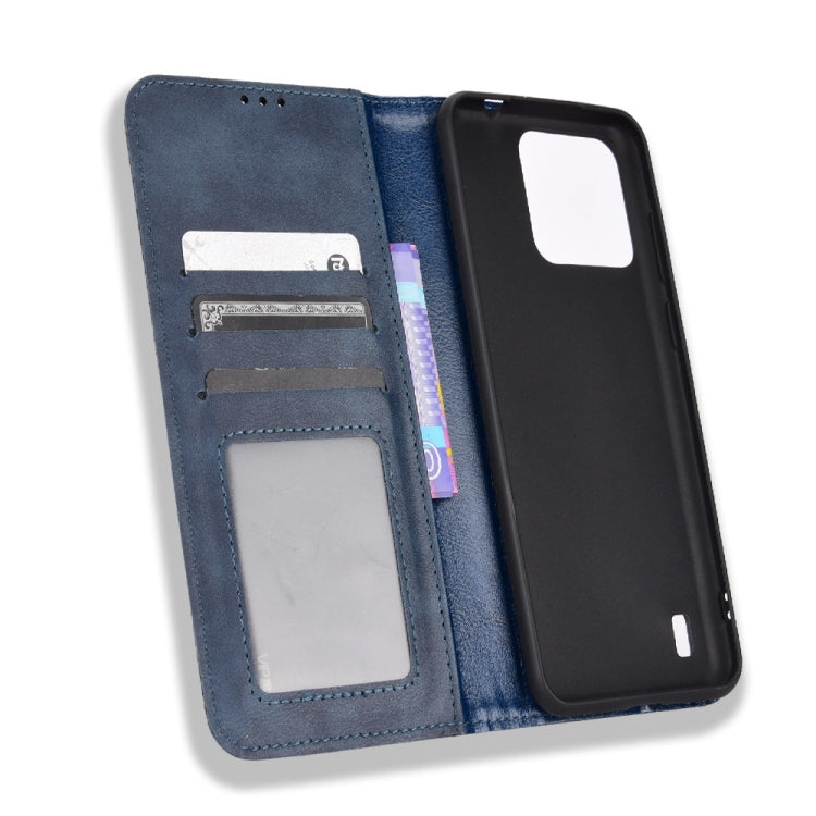 For Blackview A55 Pro Magnetic Buckle Retro Texture Leather Phone Case(Blue)