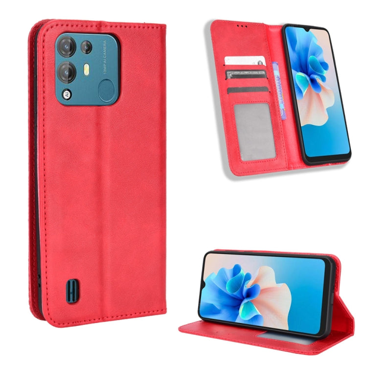 For Blackview A55 Pro Magnetic Buckle Retro Texture Leather Phone Case(Red)