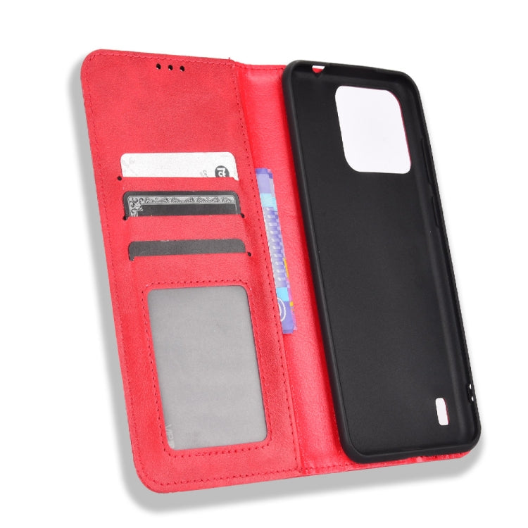 For Blackview A55 Pro Magnetic Buckle Retro Texture Leather Phone Case(Red)
