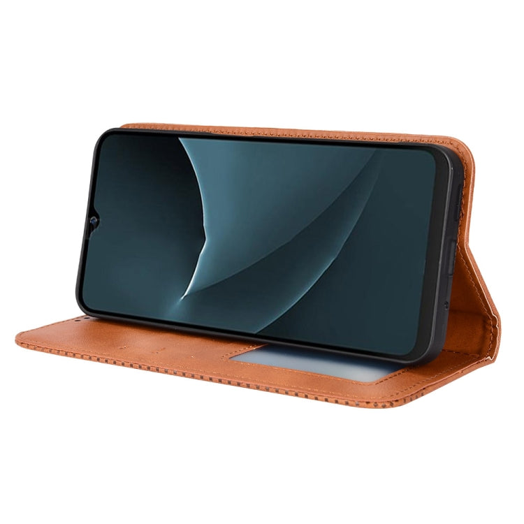 For Blackview A95 Magnetic Buckle Retro Texture Leather Phone Case(Brown)