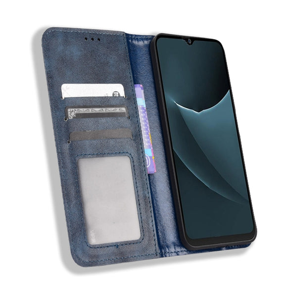 For Blackview A95 Magnetic Buckle Retro Texture Leather Phone Case(Blue)