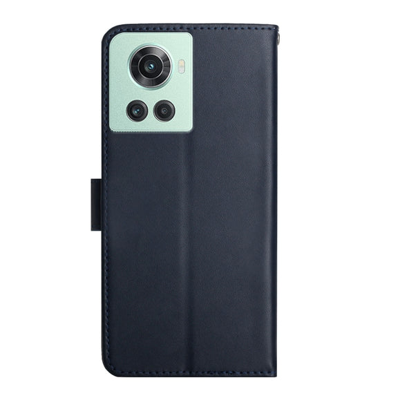 For OnePlus 10R Genuine Leather Fingerprint-proof Horizontal Flip Phone Case(Blue)