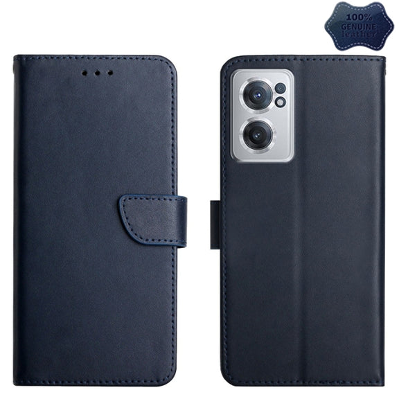 For OnePlus Nord CE 2 5G Genuine Leather Fingerprint-proof Horizontal Flip Phone Case(Blue)