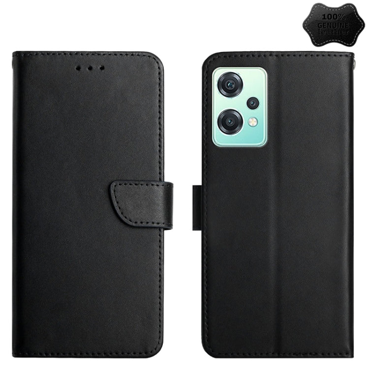 For OnePlus Nord CE 2 Lite 5G Genuine Leather Fingerprint-proof Horizontal Flip Phone Case(Black)
