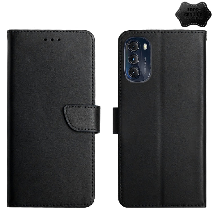 For Motorola Moto G 5G 2022 Genuine Leather Fingerprint-proof Horizontal Flip Phone Case(Black)