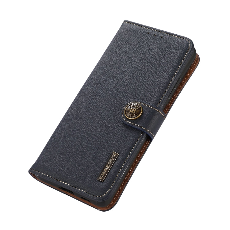 For Sharp Aquos R7 KHAZNEH Custer Genuine Leather RFID Phone Case(Blue)