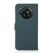 For Sharp Aquos R7 KHAZNEH Custer Genuine Leather RFID Phone Case(Green)