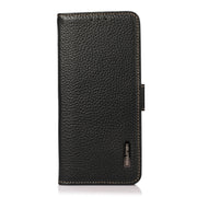 For Sharp Aquos R7 KHAZNEH Side-Magnetic Litchi Genuine Leather RFID Phone Case(Black)