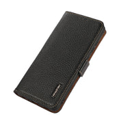 For Sharp Aquos R7 KHAZNEH Side-Magnetic Litchi Genuine Leather RFID Phone Case(Black)