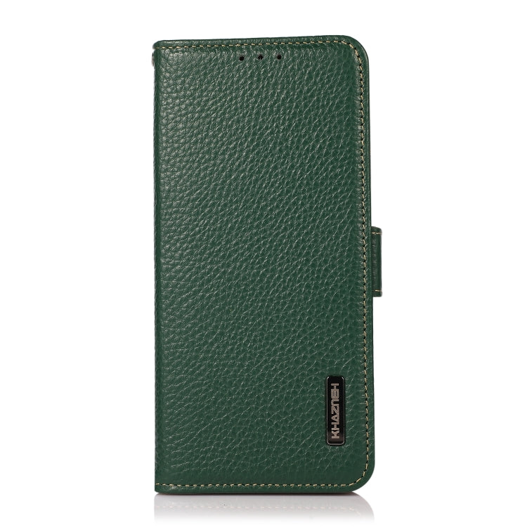 For Sharp Aquos R7 KHAZNEH Side-Magnetic Litchi Genuine Leather RFID Phone Case(Green)