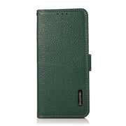 For Sharp Aquos R7 KHAZNEH Side-Magnetic Litchi Genuine Leather RFID Phone Case(Green)