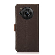 For Sharp Aquos R7 KHAZNEH Side-Magnetic Litchi Genuine Leather RFID Phone Case(Brown)