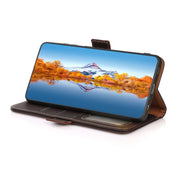 For Sharp Aquos R7 KHAZNEH Side-Magnetic Litchi Genuine Leather RFID Phone Case(Brown)