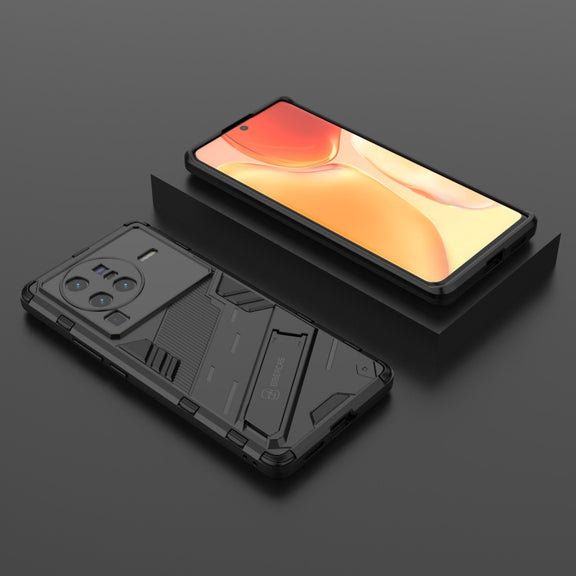 For vivo X80 Pro Punk Armor PC + TPU Phone Case with Holder(Black)