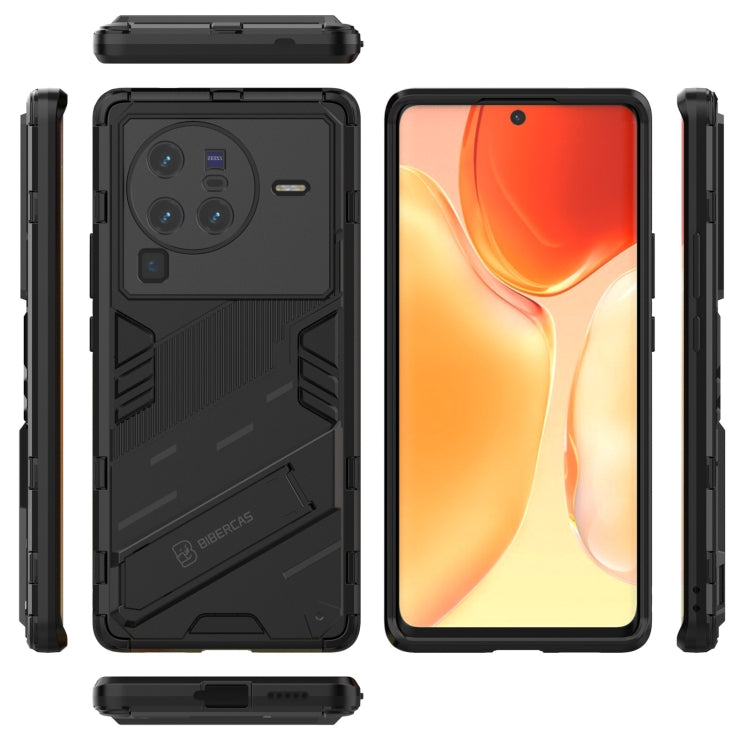For vivo X80 Pro Punk Armor PC + TPU Phone Case with Holder(Black)