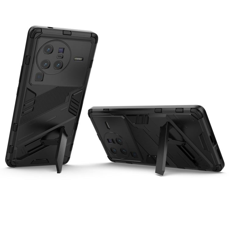 For vivo X80 Pro Punk Armor PC + TPU Phone Case with Holder(Black)