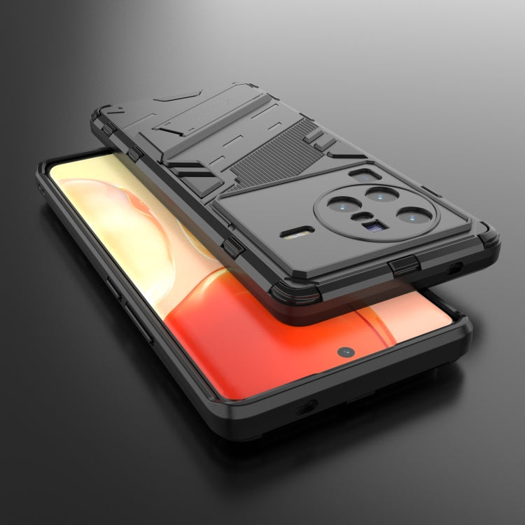 For vivo X80 Pro Punk Armor PC + TPU Phone Case with Holder(Black)