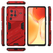 For vivo X80 Pro Punk Armor PC + TPU Phone Case with Holder(Red)