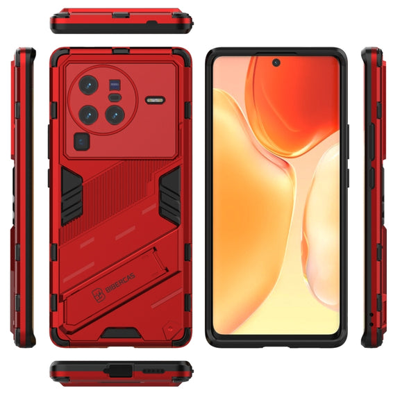 For vivo X80 Pro Punk Armor PC + TPU Phone Case with Holder(Red)