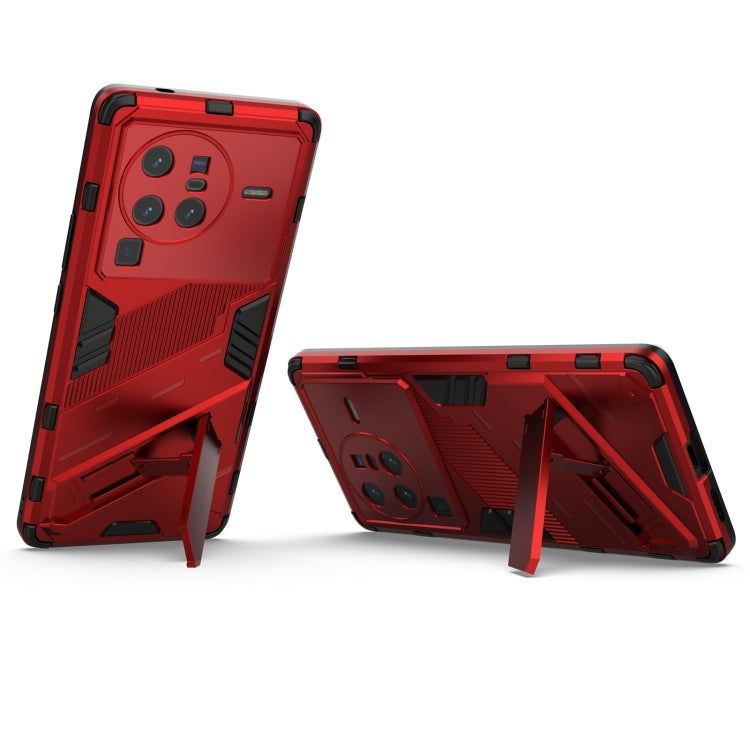 For vivo X80 Pro Punk Armor PC + TPU Phone Case with Holder(Red)