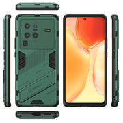 For vivo X80 Pro Punk Armor PC + TPU Phone Case with Holder(Green)
