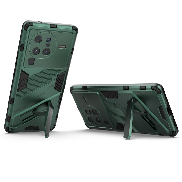 For vivo X80 Pro Punk Armor PC + TPU Phone Case with Holder(Green)
