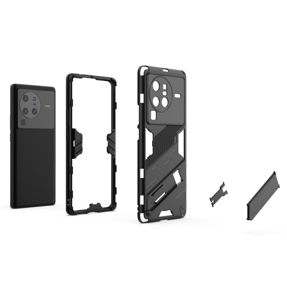 For vivo X80 Pro Punk Armor PC + TPU Phone Case with Holder(Green)
