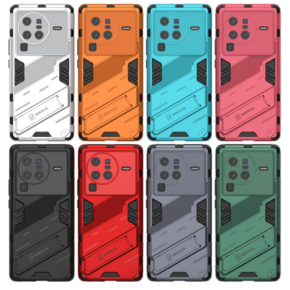 For vivo X80 Pro Punk Armor PC + TPU Phone Case with Holder(Green)