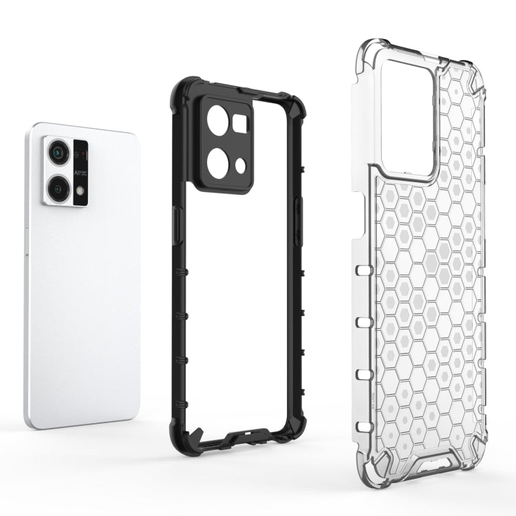 For OPPO Reno7 4G Shockproof Honeycomb PC + TPU Phone Case(White)