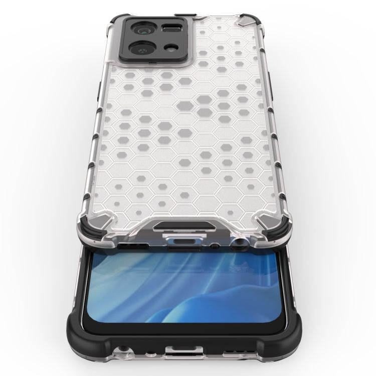 For OPPO Reno7 4G Shockproof Honeycomb PC + TPU Phone Case(White)