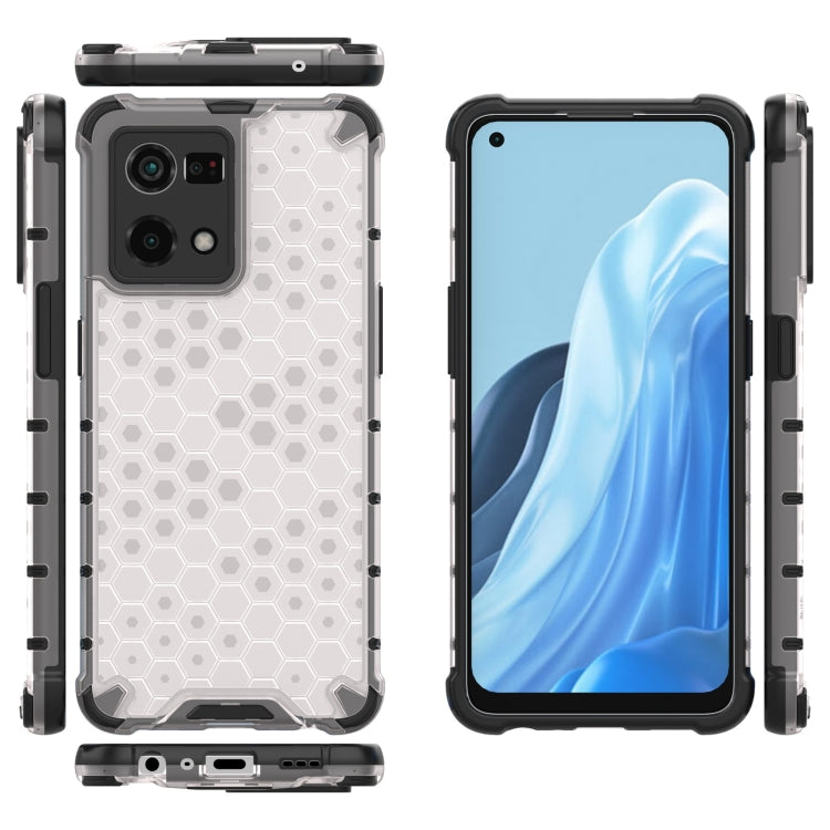 For OPPO Reno7 4G Shockproof Honeycomb PC + TPU Phone Case(White)