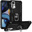 For Motorola Moto G22 Shockproof TPU + PC Holder Phone Case(Black) - Motorola Cases by PMC TechLife | Online Shopping South Africa | PMC TechLife | Buy Now Pay Later Mobicred