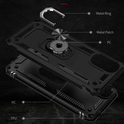 For Motorola Moto G22 Shockproof TPU + PC Holder Phone Case(Black)