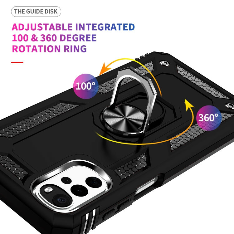 For Motorola Moto G22 Shockproof TPU + PC Holder Phone Case(Black)