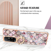 For OPPO A94 5G / A95 5G Electroplating IMD TPU Phone Case with Ring(Pink Scales)