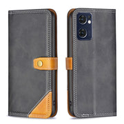 For OPPO Reno7 5G / Find X5 Lite Color Matching Double Sewing Thread Leather Phone Case(Black)