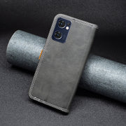 For OPPO Reno7 5G / Find X5 Lite Color Matching Double Sewing Thread Leather Phone Case(Black)
